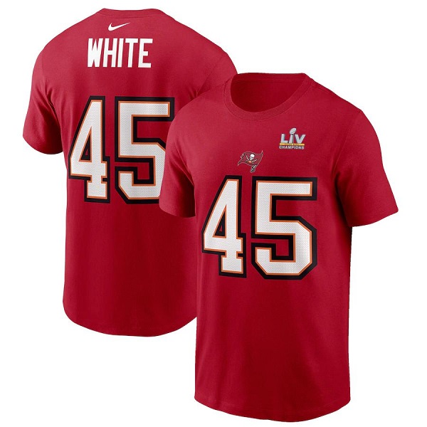 Men's Tampa Bay Buccaneers #45 Devin White Red Super Bowl LV NFL T-Shirt